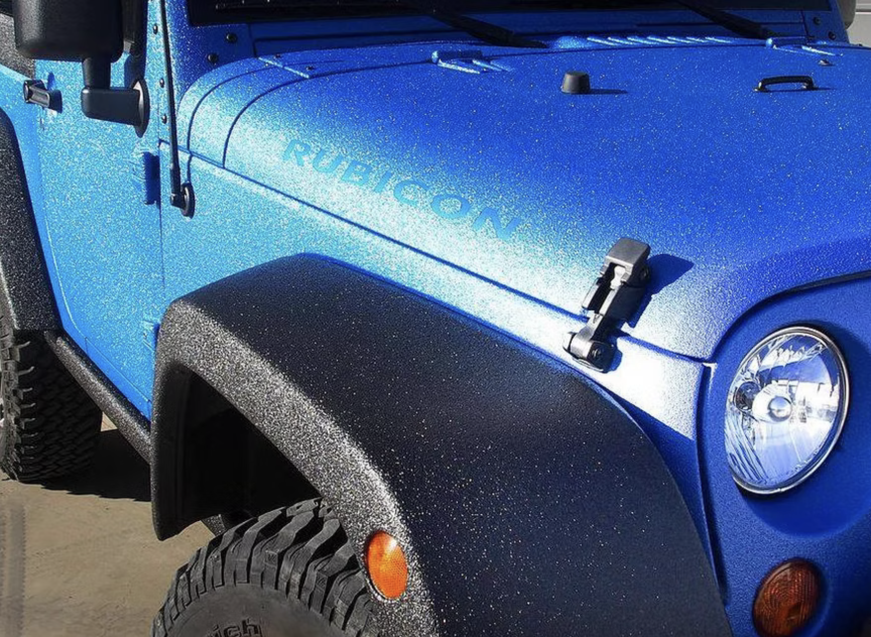 Blue Jeep with durable protective exterior coating
